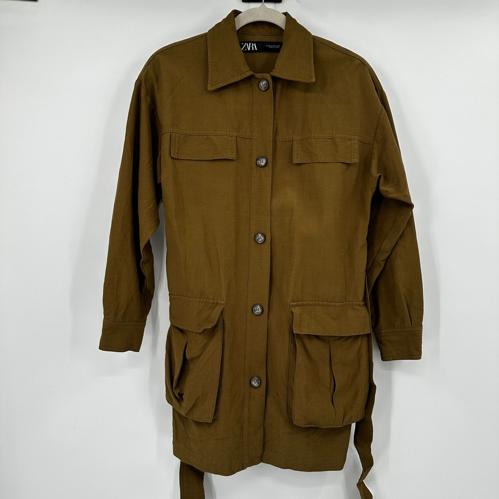ZARA Women Utility Safari Field Jacket Cotton Belted XS Gorpcore Transitional